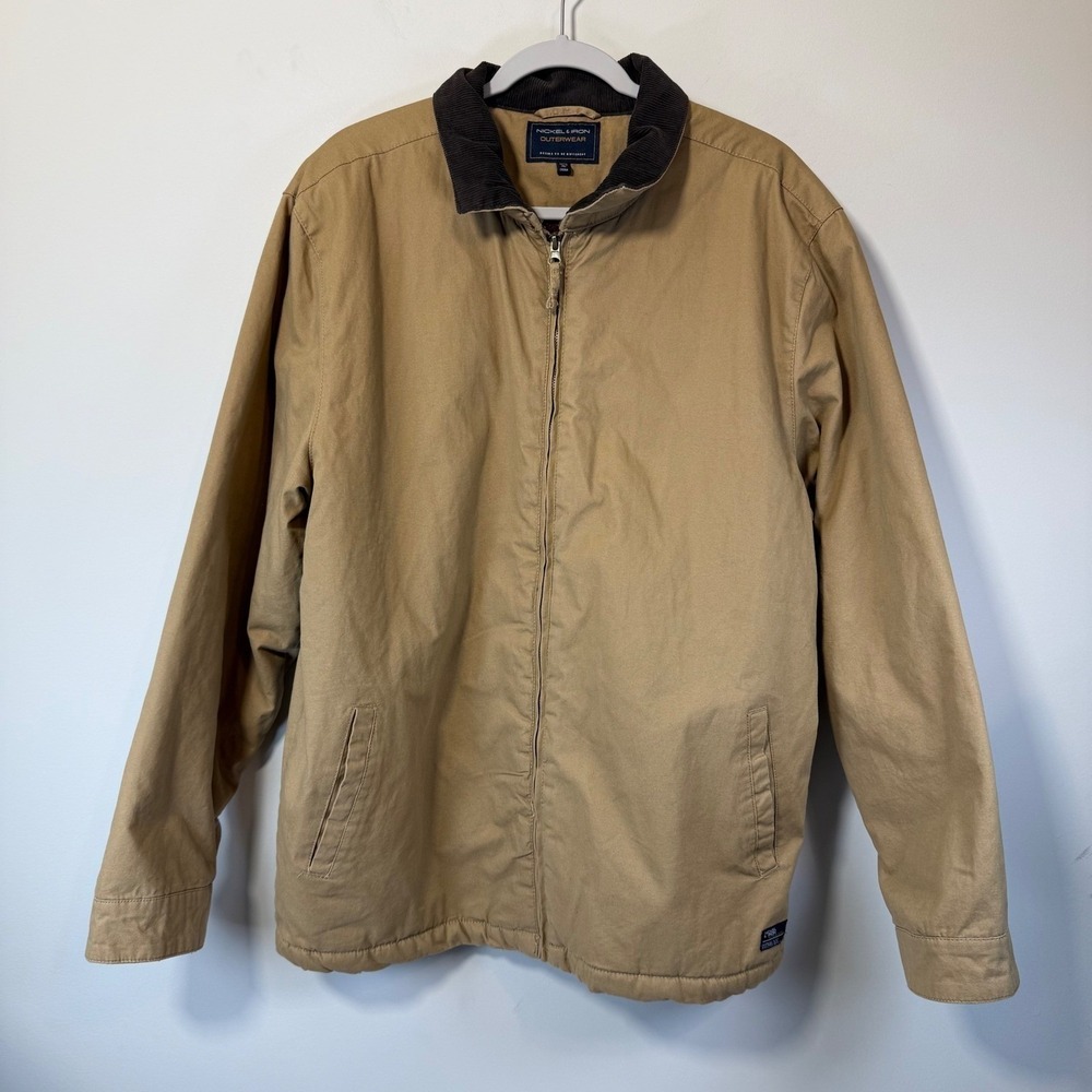 Nickel & Iron Canvas Chore Coat Jacket Men XL Tan Sherpa Lined Southwestern Work